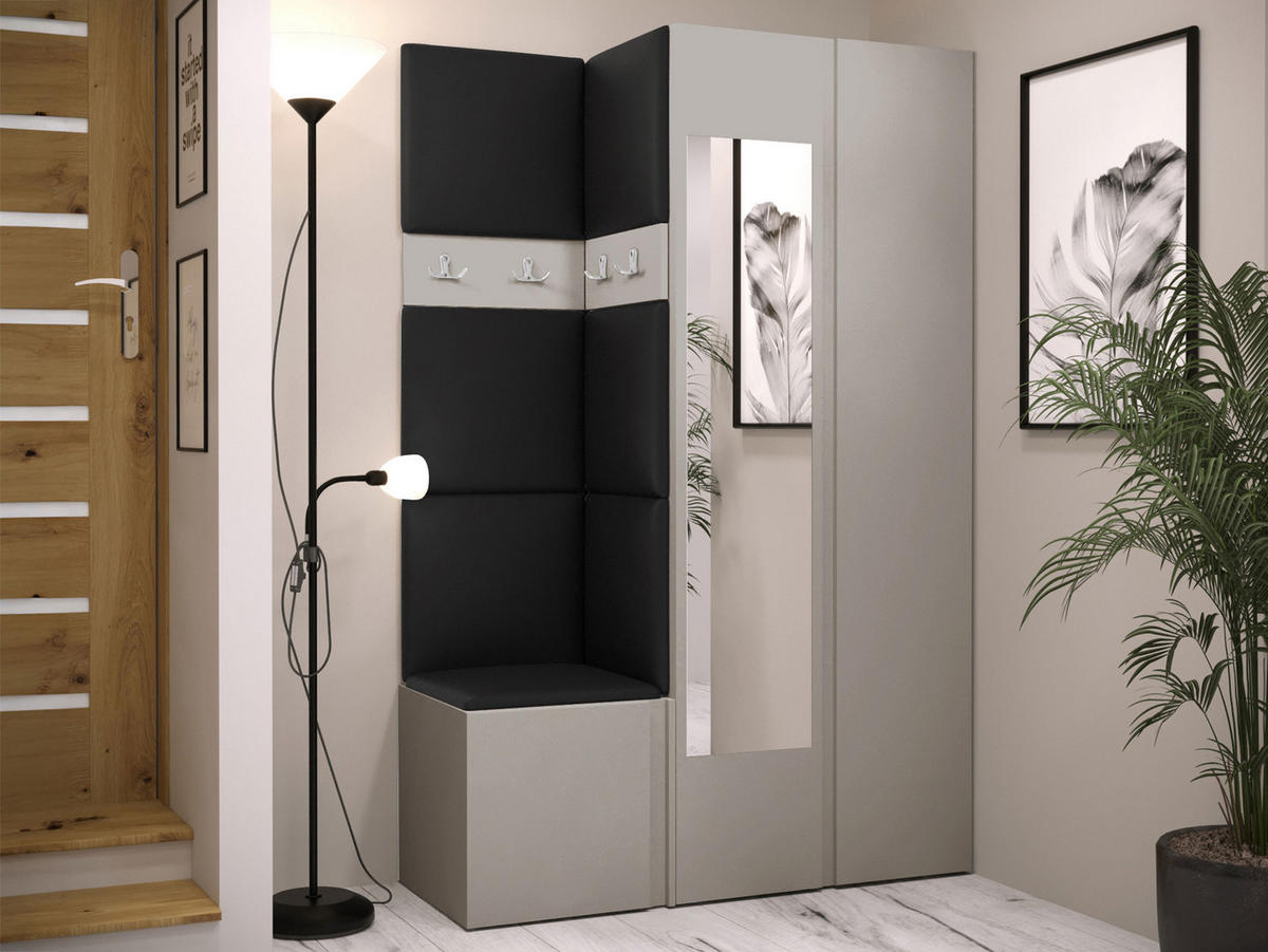 GARDEROBEN-SET Orion XXVI - Kaschmir/Schwarz, Holzwerkstoff/Kunststoff (116/186/46cm) - MIRJAN24