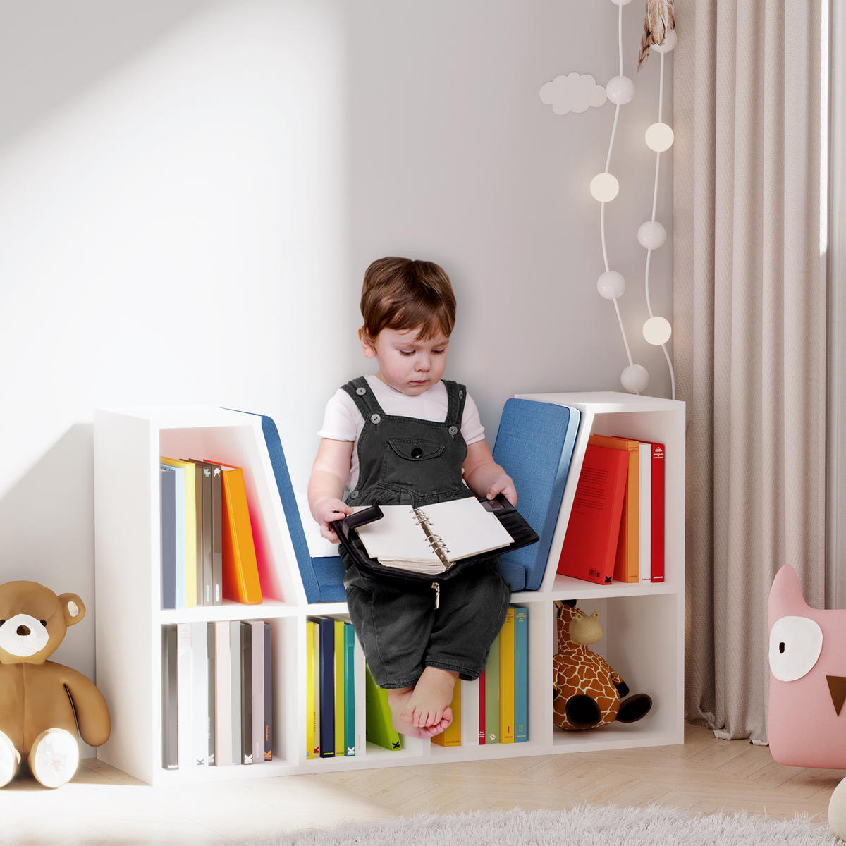 KINDERREGA DE-15457 102/30/61 cm, 6 Fächer Blau - Blau, Holzwerkstoff (102/61/30cm) - ComfortXL