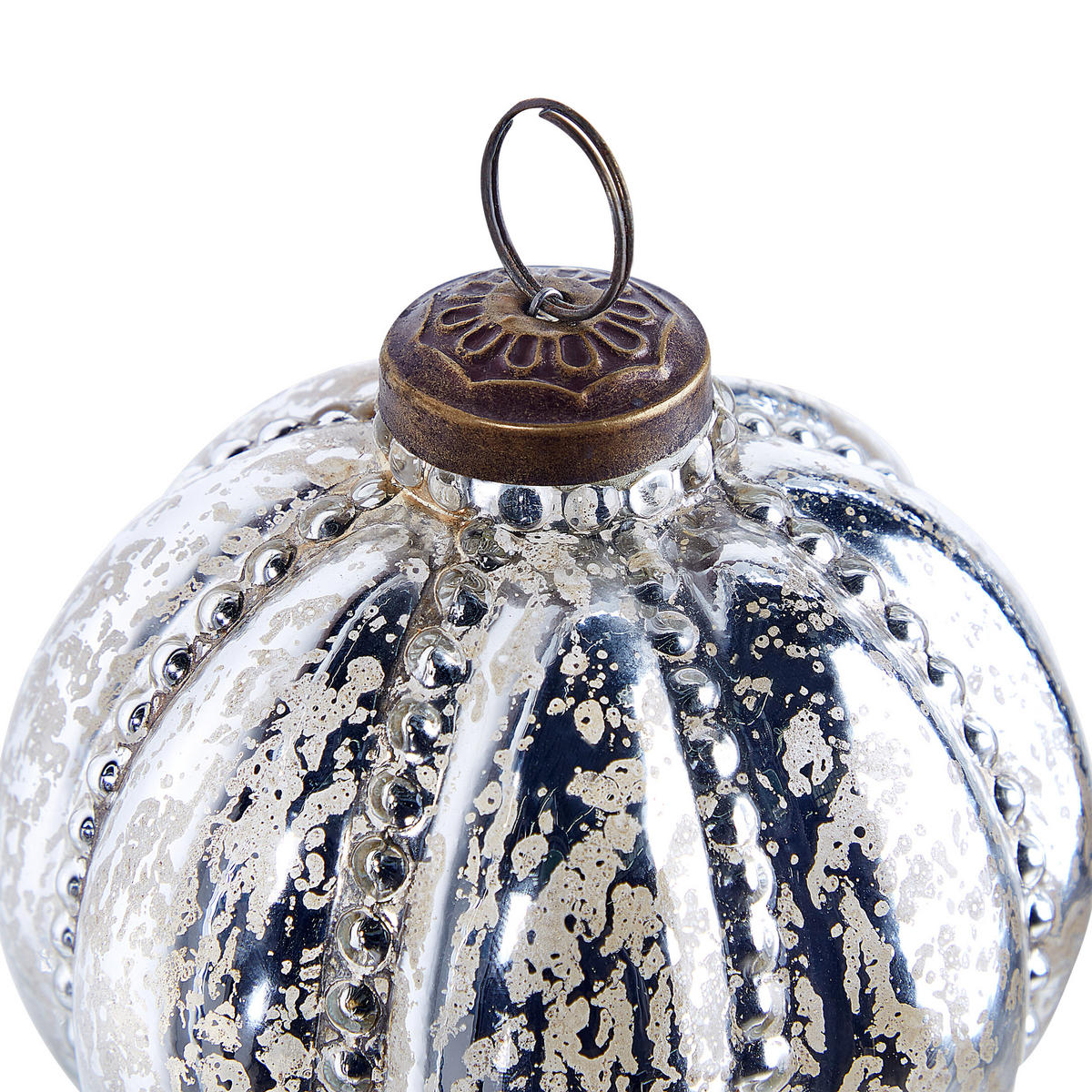 WEIHNACHTSKUGEL 6er Set Glas Silber Argentin - Silberfarben, Glas (10/14/10cm) - Beliani
