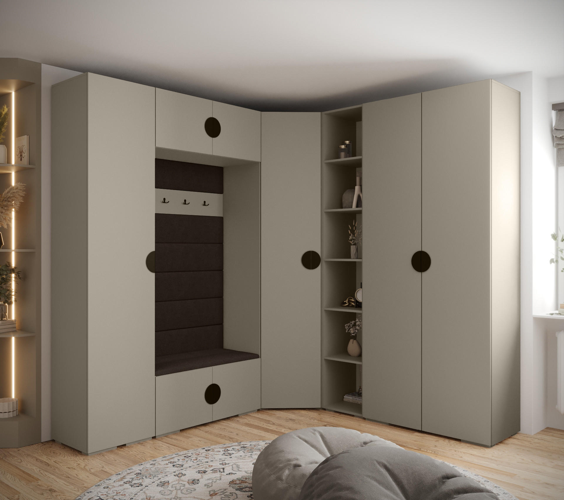 GARDEROBEN-SET 236,7/231,7/47 - Kaschmir/Dunkelbraun, Holz/Kunststoff (181.7/236.7/47cm) - Abiks Möbel