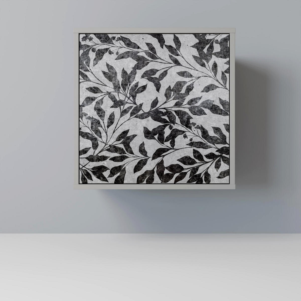 SIDEBOARD CHARCOAL SPROUT, Grau, 57,5x42x67,5 cm, Schwarze Metall-Rahmenfüße - Multicolor/Schwarz, Holzwerkstoff/Metall (57.5/67.5/42cm) - SpaceRebels