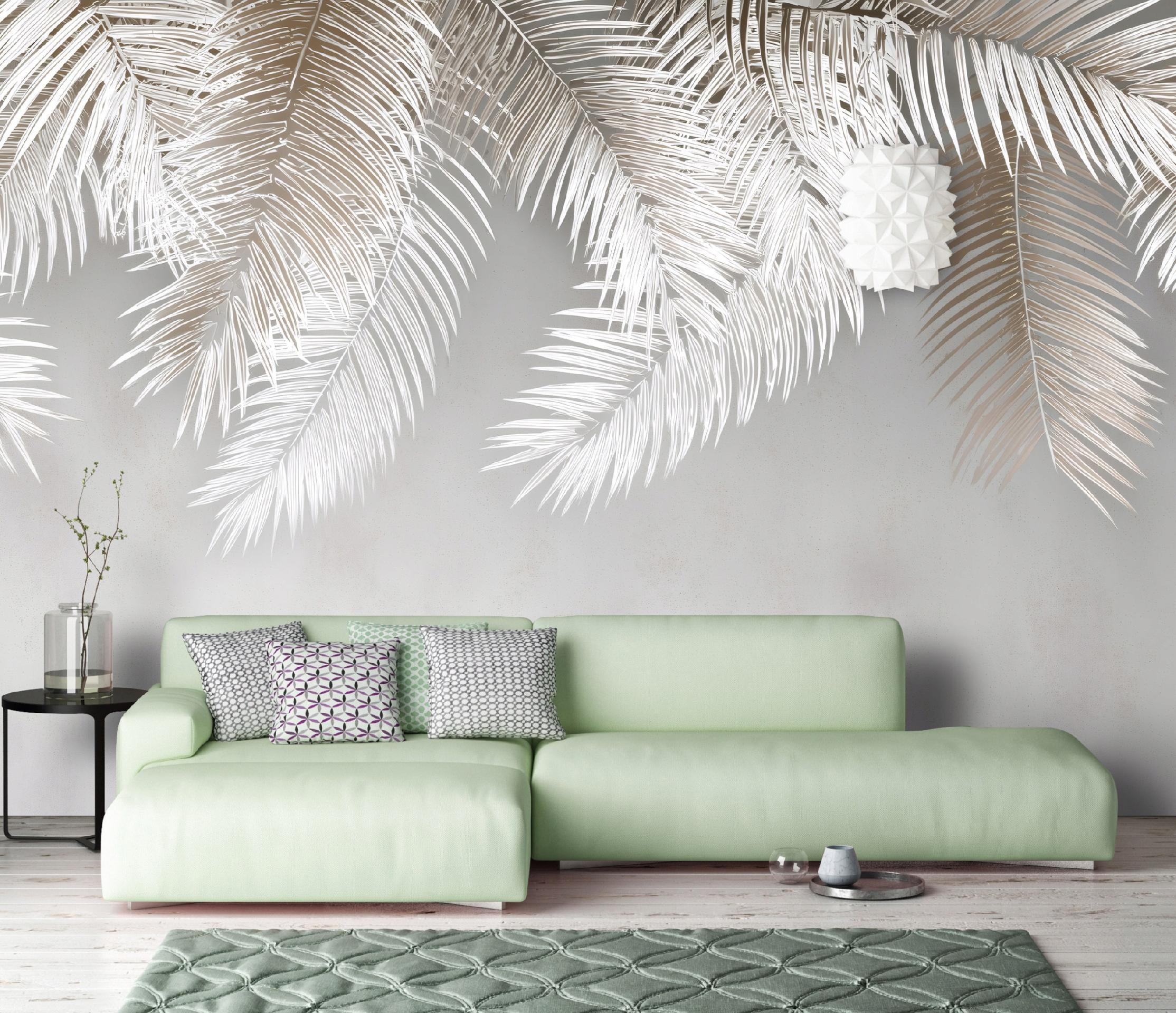 FOTOTAPETE Blätter Hängend Beige 200x140 cm - Multicolor, Papier (200/140cm) - Wallarena