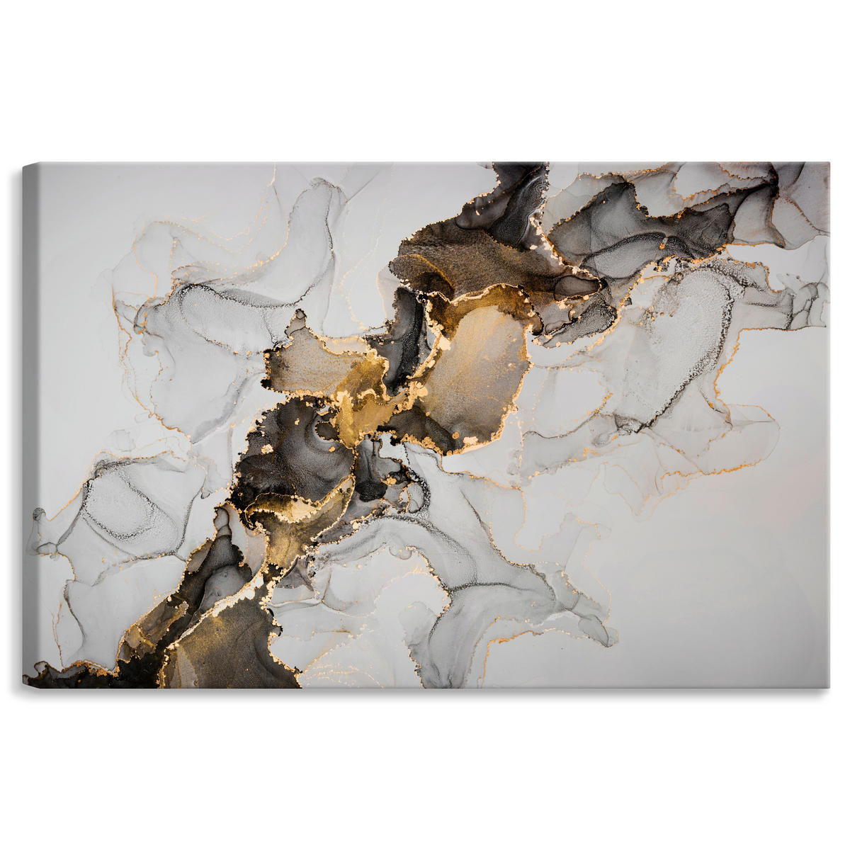 LEINWANDBILD Marmor Optik Abstraktion Glamour 120x80 - Beige/Schwarz, Textil (120/80cm) - Muralo