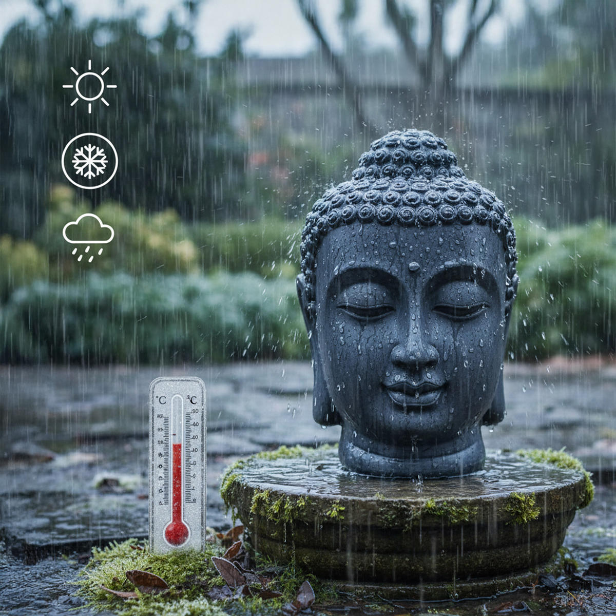 BUDDHA-KOPF - Anthrazit, Kunststoff (36/55/32cm) - Relaxdays