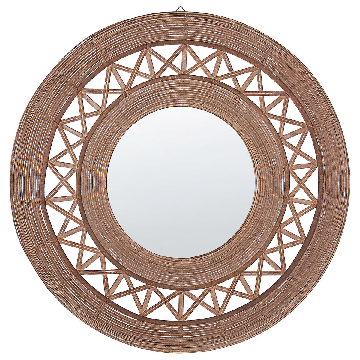WANDSPIEGEL hellbraun Bambusholz 62 cm Cacoma - Braun, Holz (62/62/9cm) - Beliani