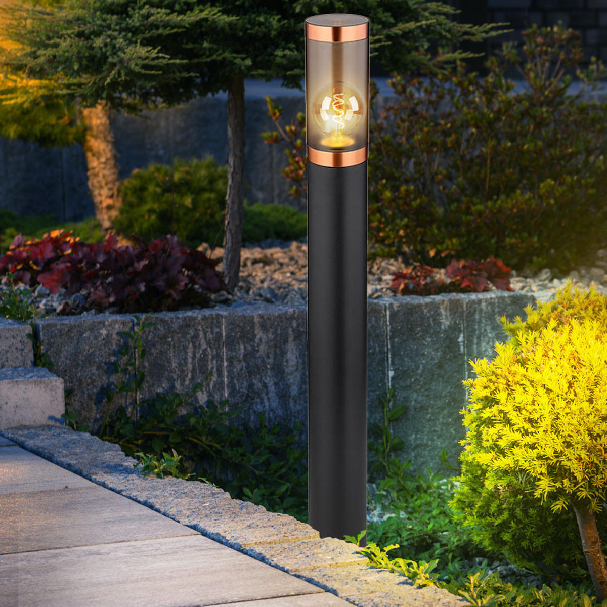 LED STEHLEUCHTE Edelstahl Schwarz 2er Set - Schwarz, Metall (12.7/12.7/80cm) - Globo Lighting