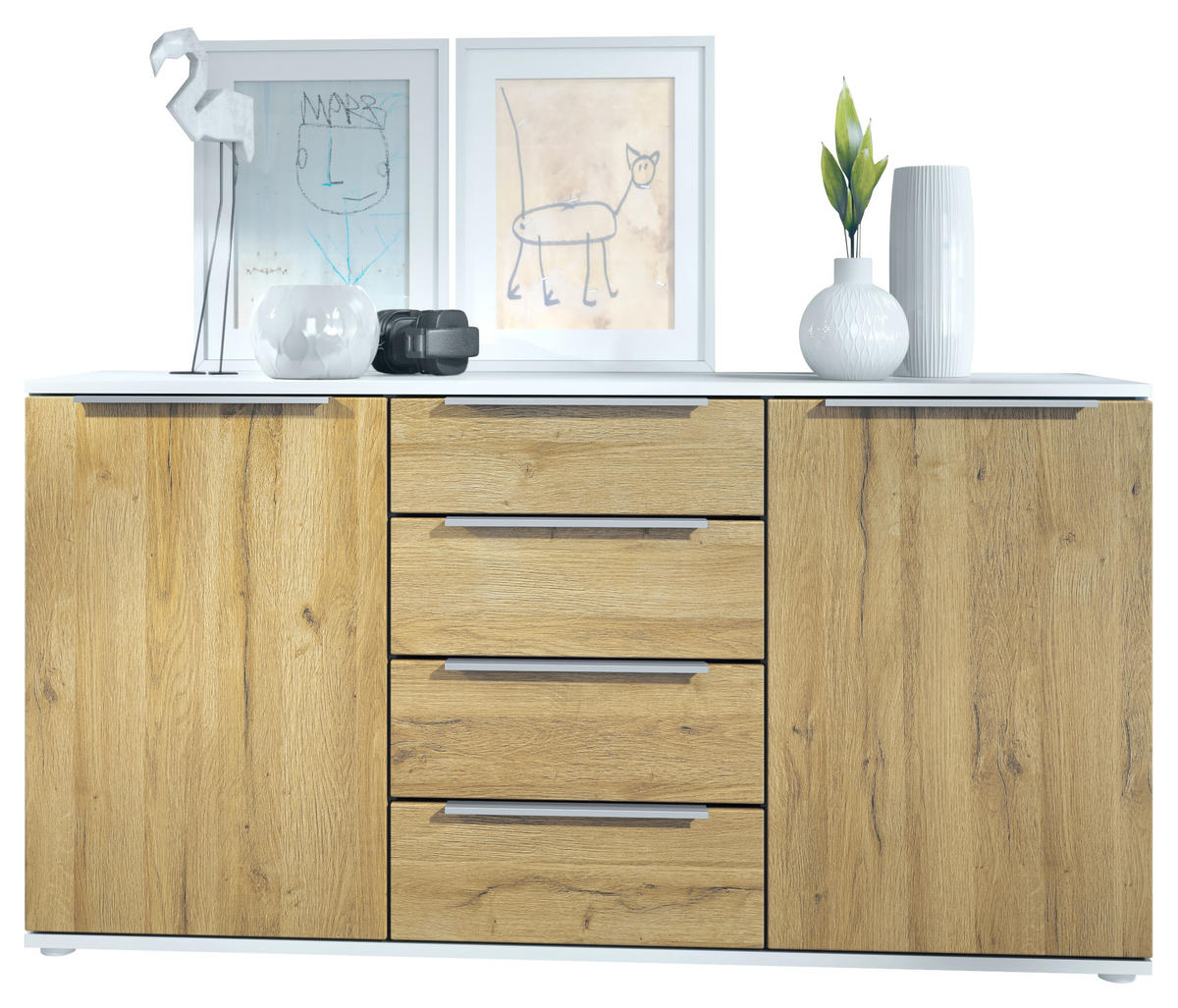 SIDEBOARD Porto Eiche Natur - Eichefarben, Holzwerkstoff (139/72.5/35cm) - Vladon