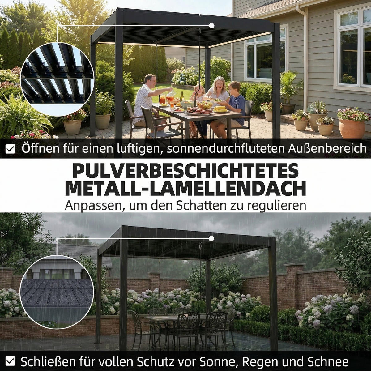 PERGOLA Aluminium Dunkelgrau - Dunkelgrau, Metall (300/250/300cm) - Outsunny