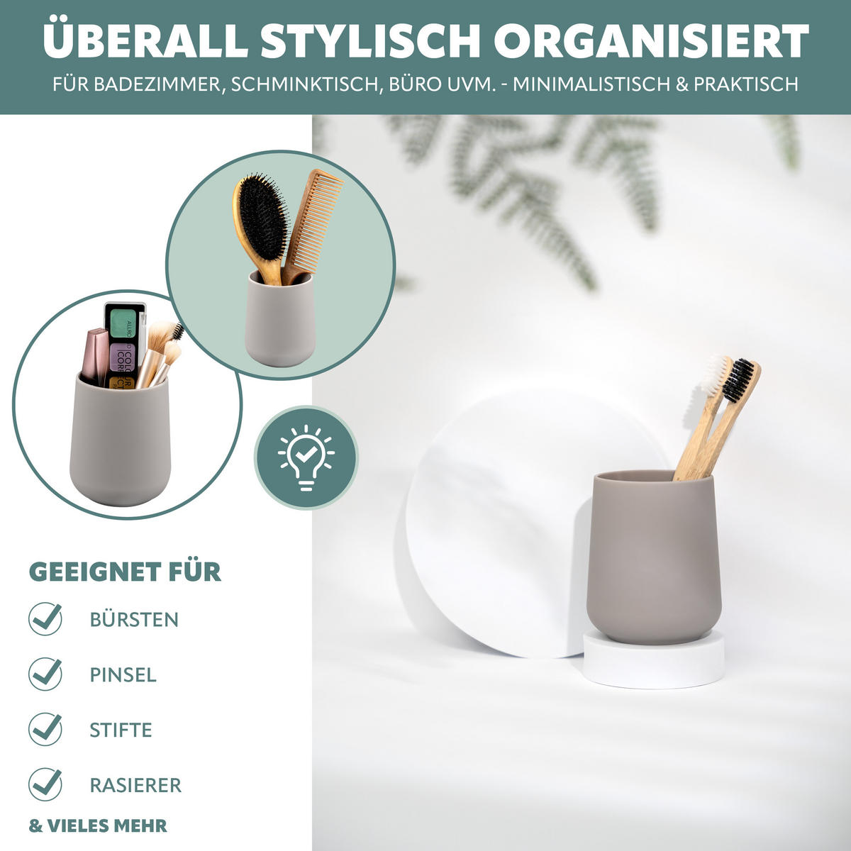 BECHER-SET TESERO 2tlg., Soft-Touch, taupe - Taupe, Kunststoff (8.5/10.5/8.5cm) - eluno