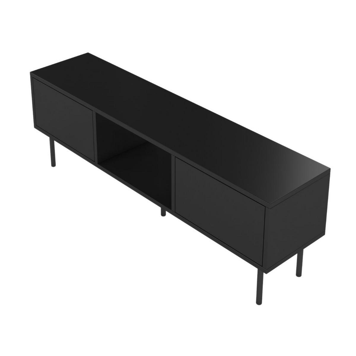 LOWBOARD Mirka, Schwarz, Push to Open System, Minimalistisch - Schwarz, Holzwerkstoff/Metall (130/47/35cm) - Dancan