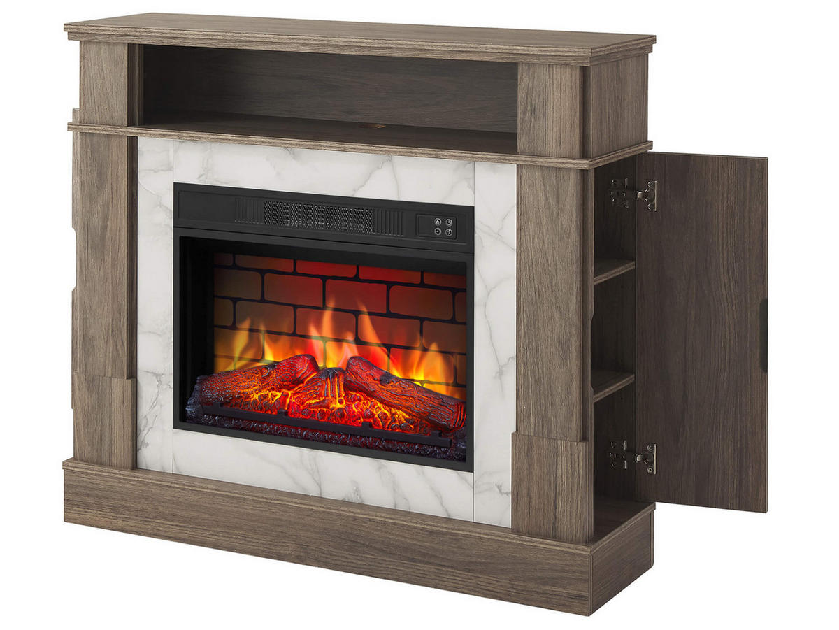 ELEKTROKAMIN For Living AF23BS Graueiche – Breite 96 cm, 3D-Flammeneffekt, LED-Beleuchtung, Heizfunktion - Braun, Glas/Holzwerkstoff (102.2/90.6/20.6cm) - ArtiFlame