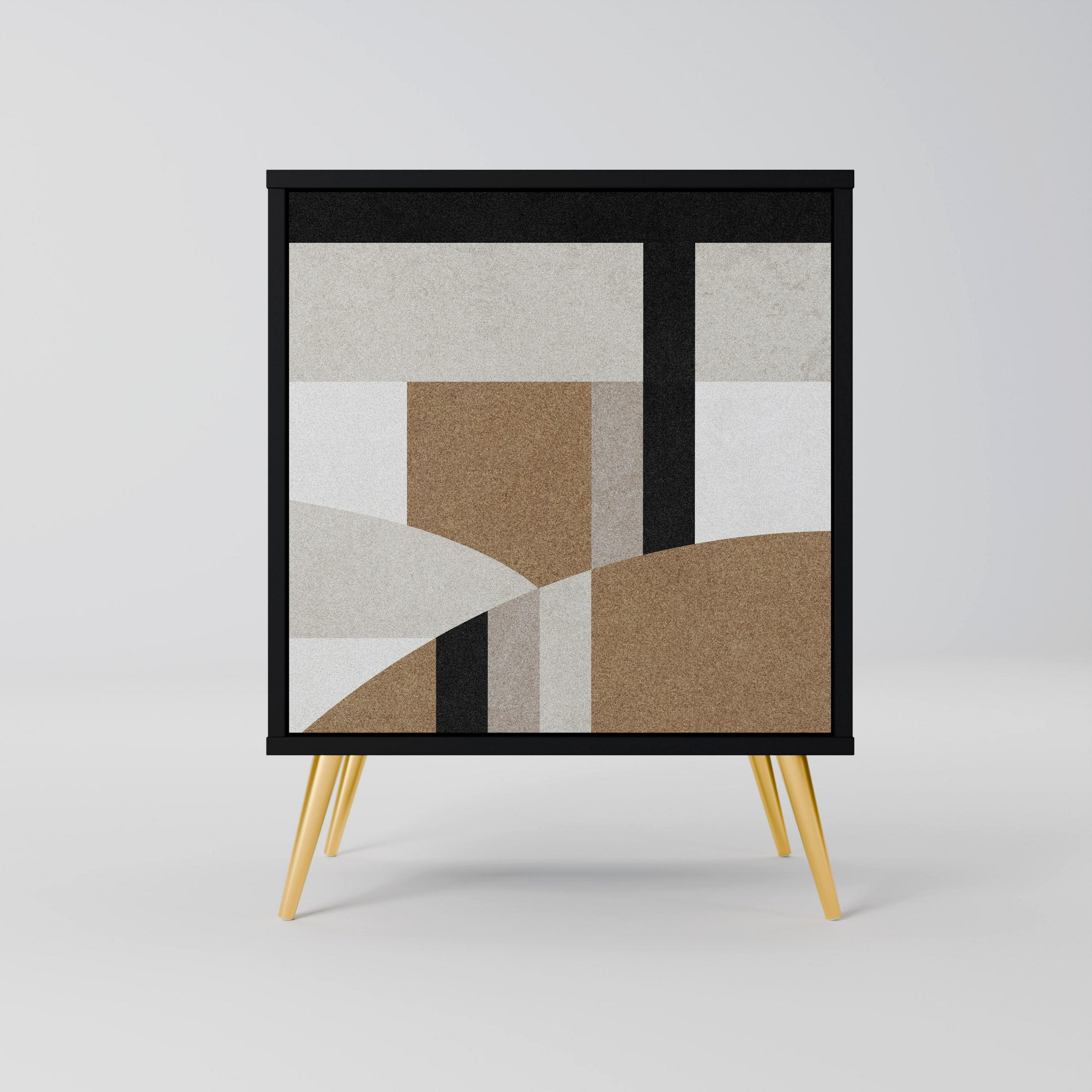 SIDEBOARD DELICATE MEMENTO, Schwarz, 57,5x42x75,5 cm, Goldfarbene Metallfüße - Goldfarben/Multicolor, Holzwerkstoff/Metall (57.5/75.5/42cm) - SpaceRebels