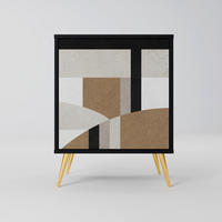 SIDEBOARD DELICATE MEMENTO, Schwarz, 57,5x42x75,5 cm, Goldfarbene Metallfüße - Goldfarben/Multicolor, Holzwerkstoff/Metall (57.5/75.5/42cm) - SpaceRebels