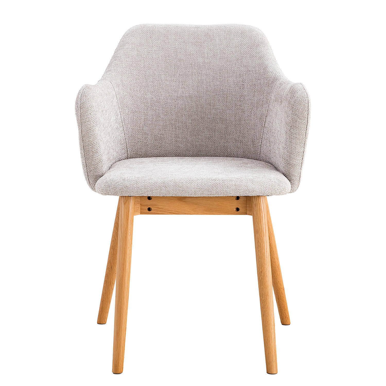 ARMLEHNENSTUHL - Strukturstoff, 2er-Set - Eichefarben/Hellgrau, Textil (55/85/60cm) - home24