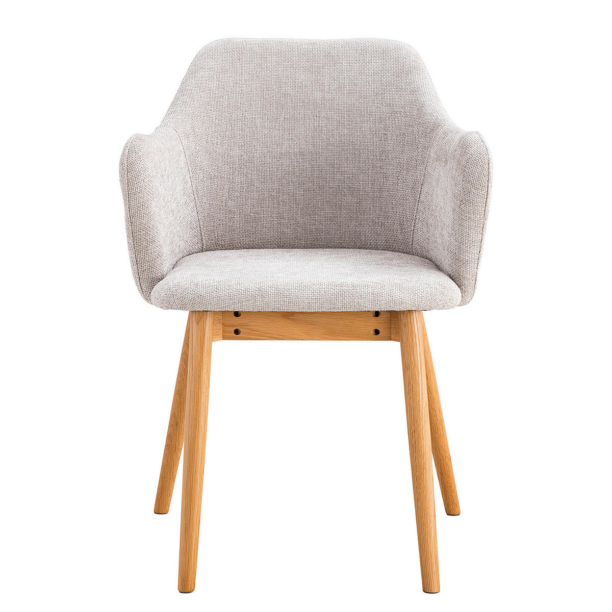 ARMLEHNENSTUHL - Strukturstoff, 2er-Set - Eichefarben/Hellgrau, Textil (55/85/60cm) - home24