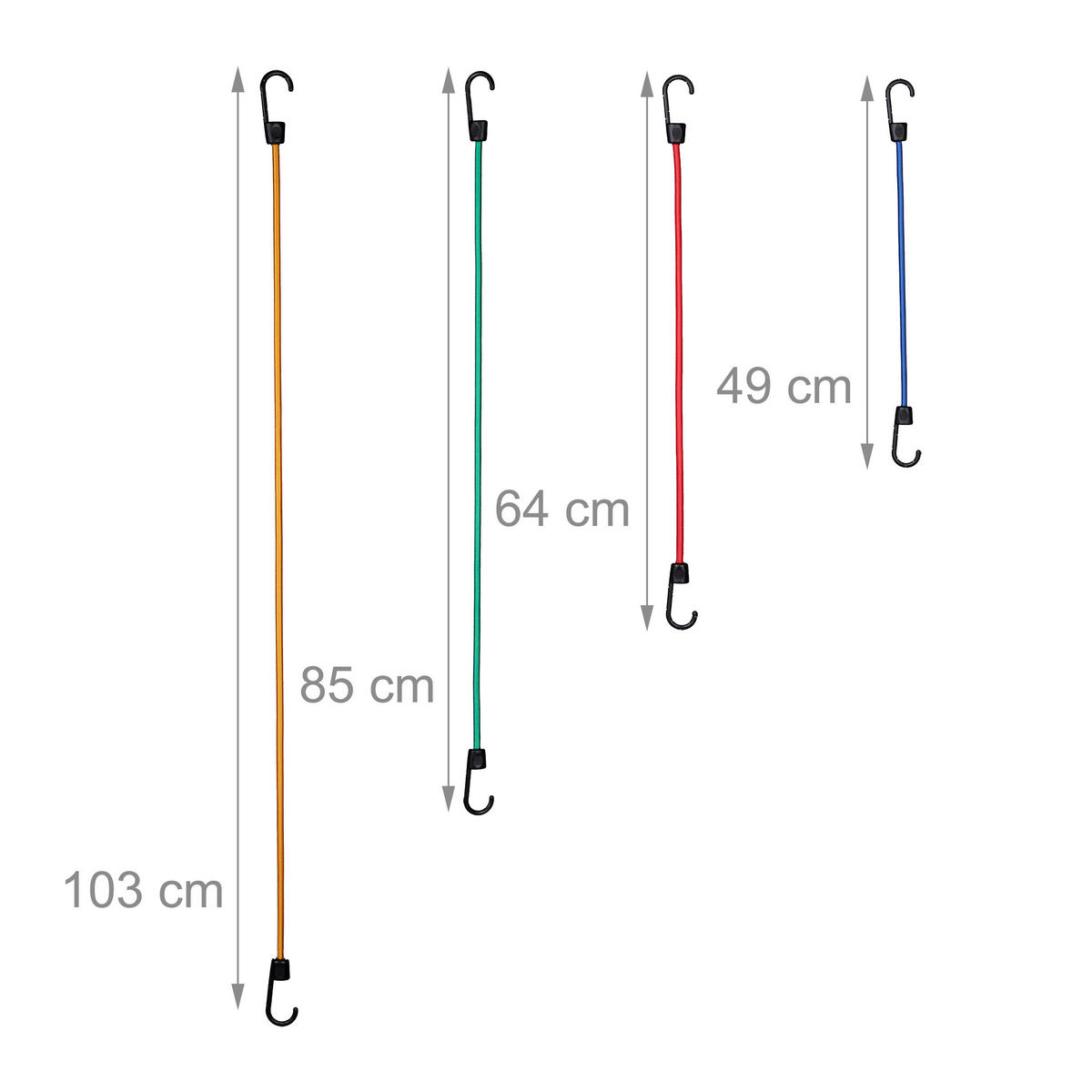 30XSPANNGUMMI - Multicolor, Kunststoff/Metall (1.5/3.5/103cm) - Relaxdays
