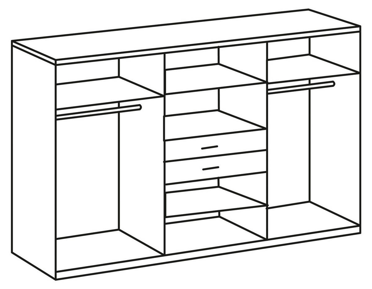 KLEIDERSCHRANK Diver Eiche Sägerau / graphit 270 / 58 / 207cm - Eichefarben/Graphitfarben, Holz/Holzwerkstoff (270/207/58cm) - Wimex