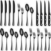 BESTECKSET 24-teilig Schwarz Edelstahl - Schwarz, Metall