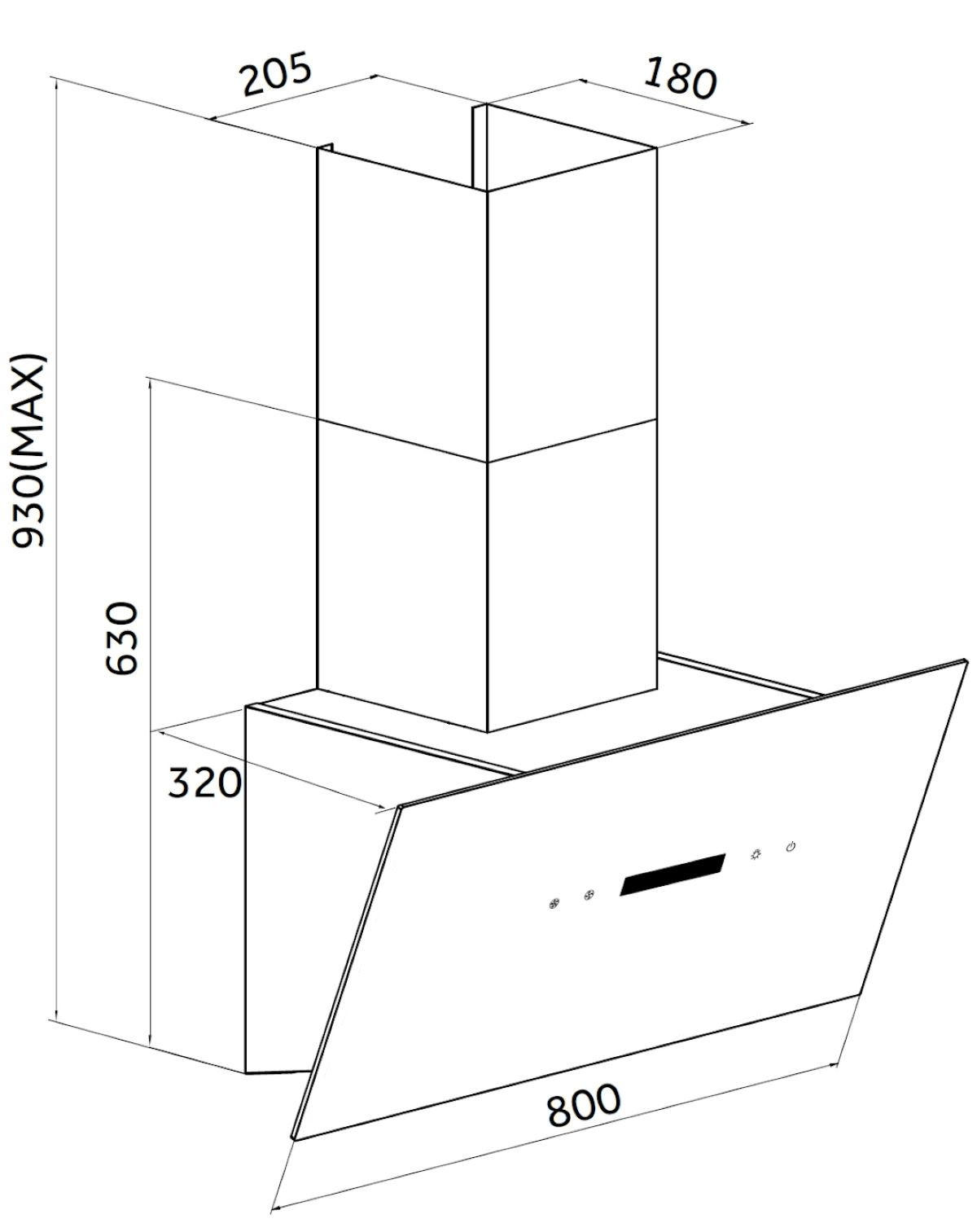 KOPFFREIHAUBE KHS34-80 ABT2X 80cm Dunstabzugshaube schwarz Timer und Touch-Control - Schwarz Hochglanz, Glas (80/93/32cm) - PKM