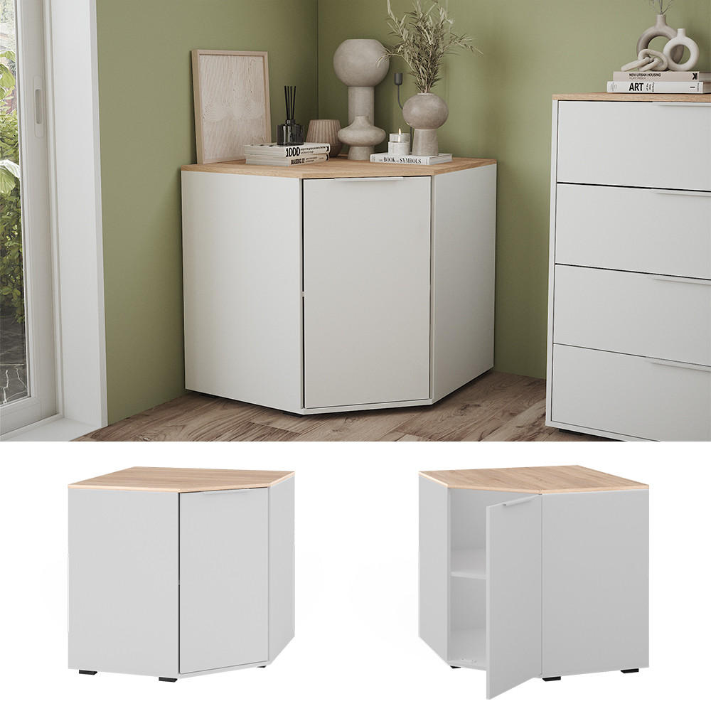 KOMMODE Betti Weiß/Sonoma 77.9 x 77.9 cm mit 1 Türen - Weiß/Sonoma Eiche, Holzwerkstoff (77.9/77.9/77.9cm) - Vicco