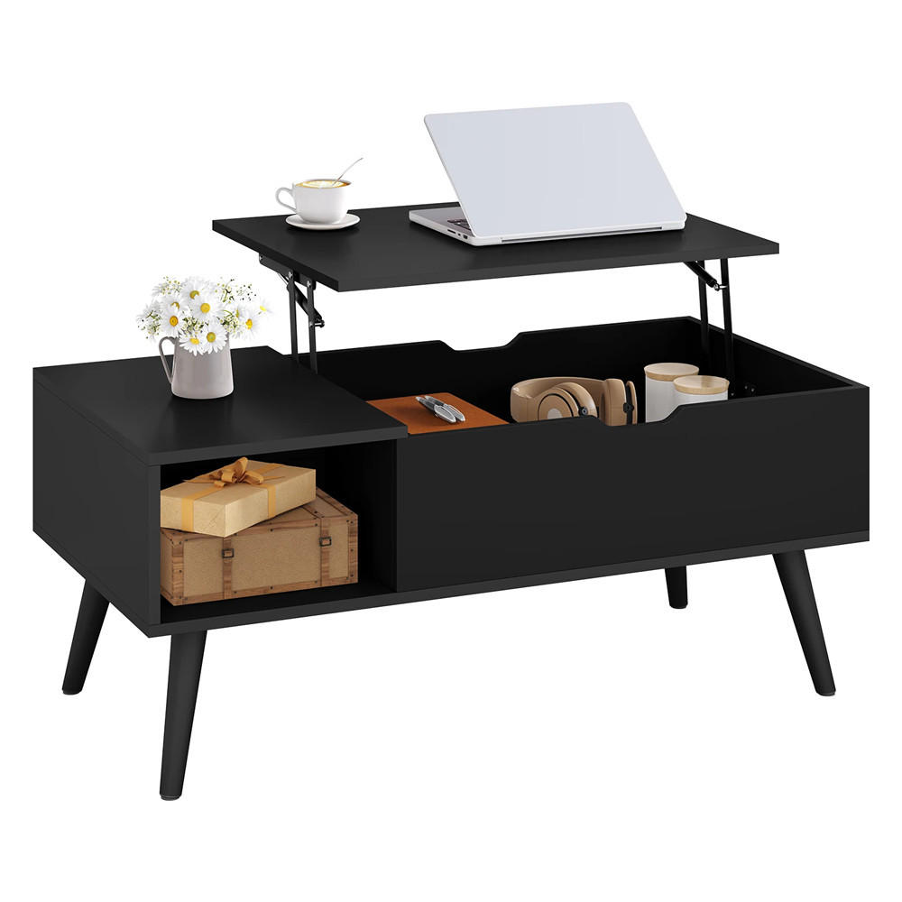 COUCHTISCH 100/50/43-57 cm höhenverstellbar Stauraum Schwarz - Schwarz, Holz (50/100/57cm) - Kaket