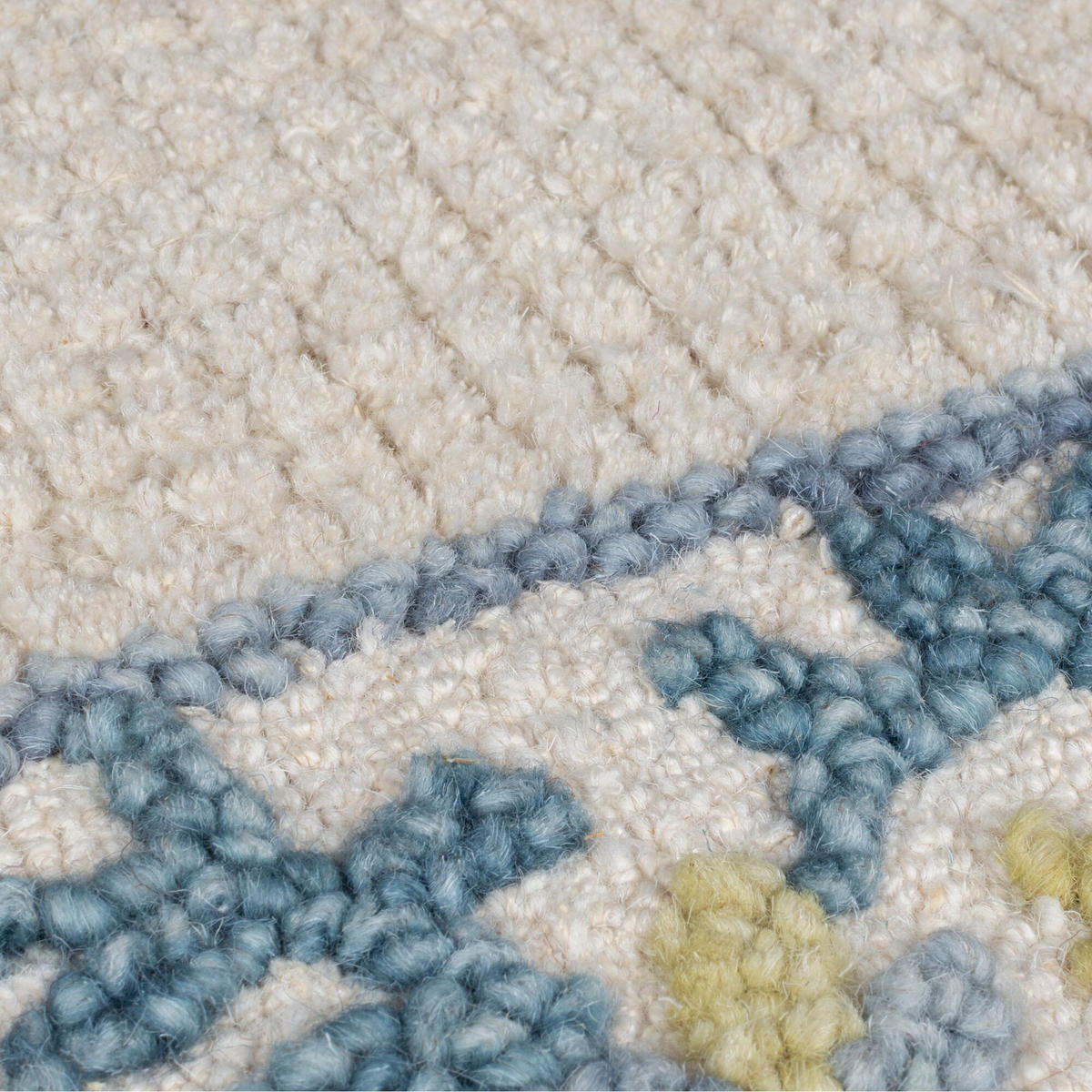 TEPPICH Kurzflor Unifarben, Floral Bordüre, Wohnzimmer Blau-Beige Rechteckig 160x230 - Blau, Textil (160/230cm) - KADIMA DESIGN