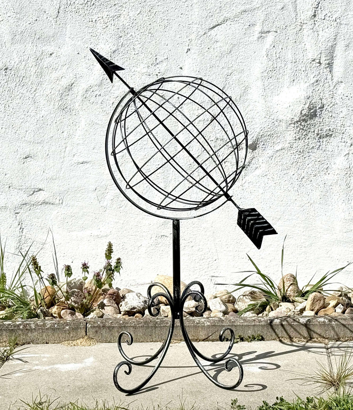 SONNENUHR Garten Metall Globus Modern - Braun, Metall (30/72/30cm) - DanDiBo