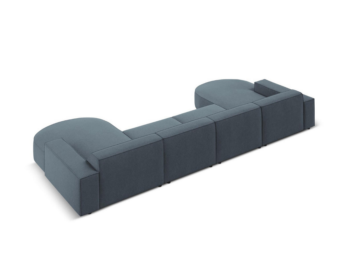PANORAMASOFA Jodie aus strukturiertem Stoff blau 6 Sitzplätze - Blau, Textil (166/70/364cm) - Micadoni