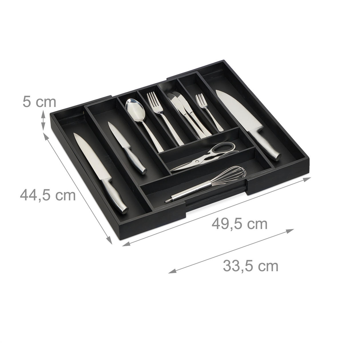 BESTECKKASTEN - Schwarz, Holz/Holzwerkstoff (33.5/5/44.5cm) - Relaxdays