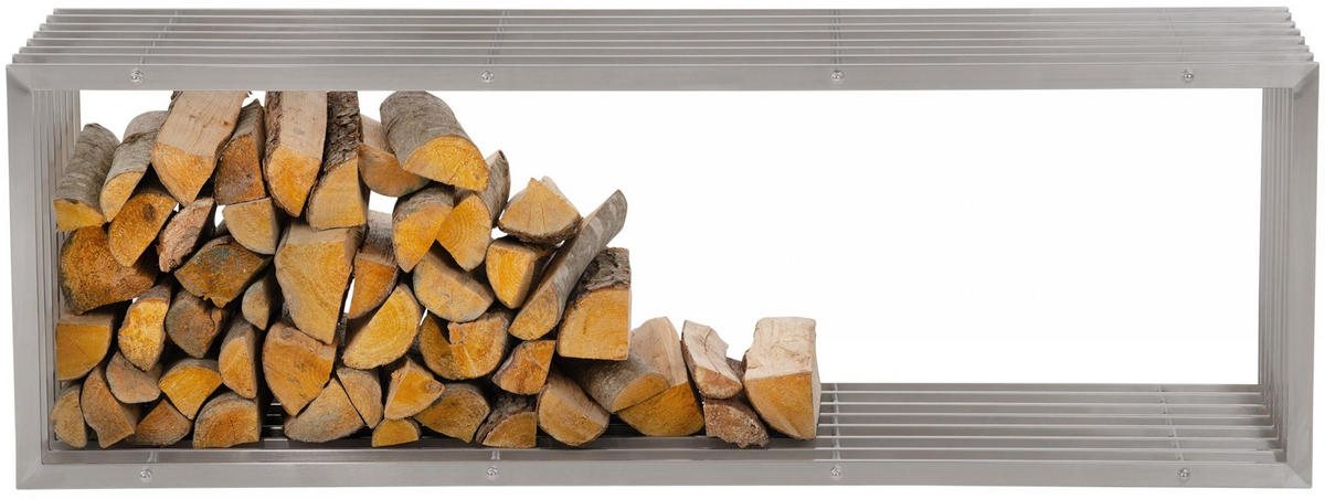 KAMINHOLZREGAL 50/40/150 cm Metall edelstahl - Edelstahlfarben, Metall (50/150/40cm) - CLP