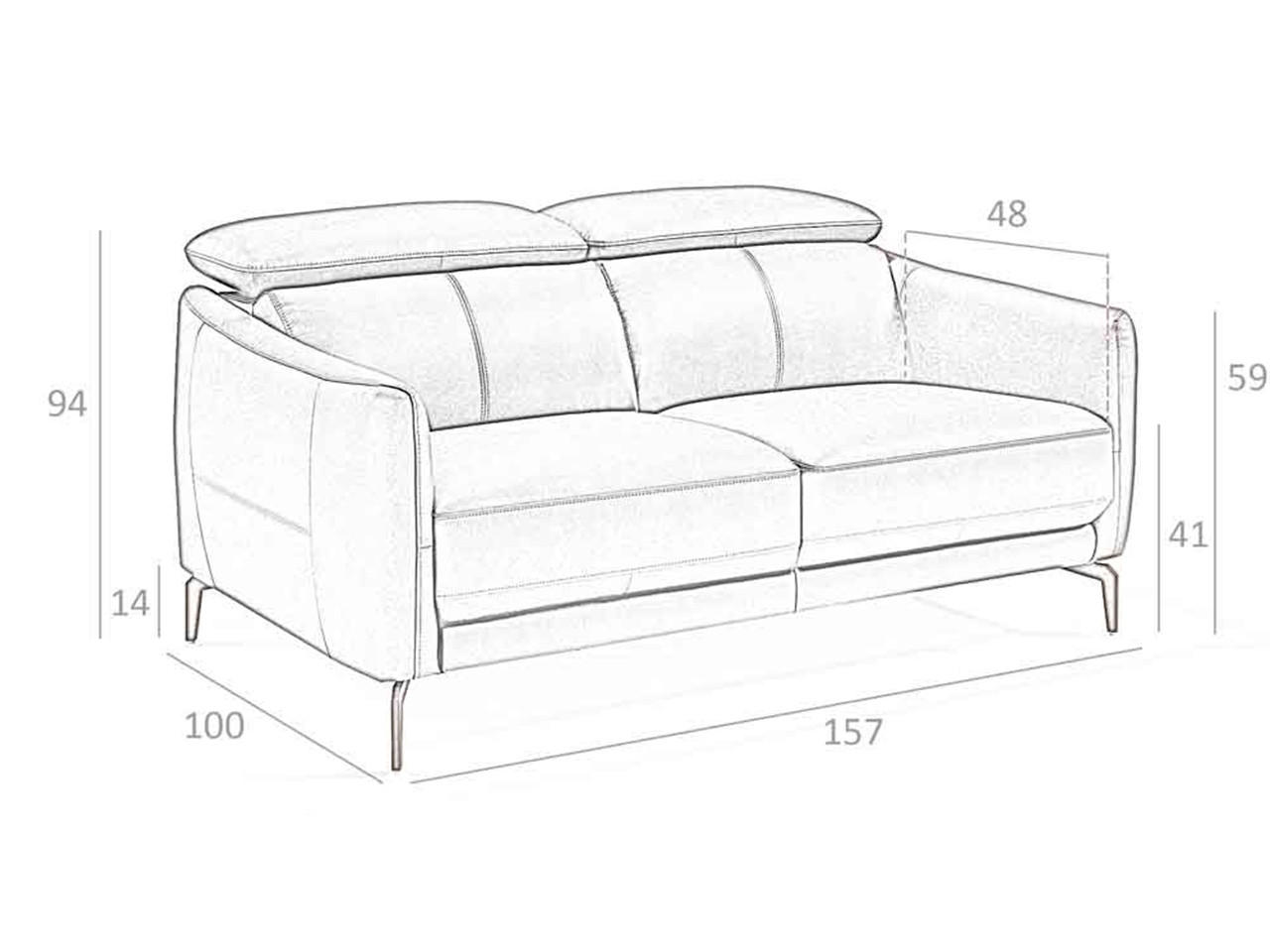 SOFA 2-SITZER Schwarz 157/100/94 cm - Schwarz, Leder (157/94/100cm) - ANGEL CERDA
