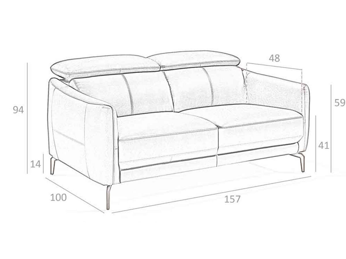SOFA 2-SITZER Schwarz 157/100/94 cm - Schwarz, Leder (157/94/100cm) - ANGEL CERDA