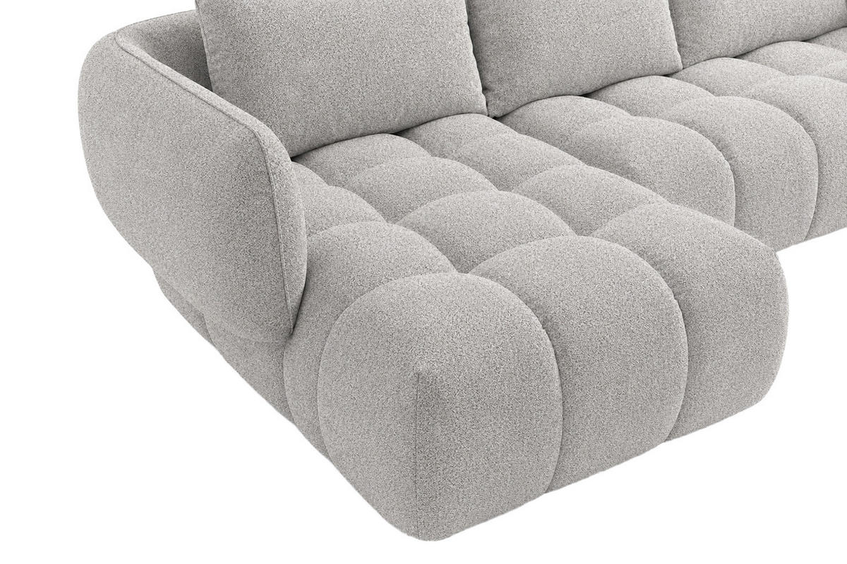 ROHOVÁ SEDAČKA ve tvaru L, žinylková tkanina Puente, Světle šedá, Levá strana, SEVIO L - světle šedá, dřevo (242/175cm) - Kaiser Möbel