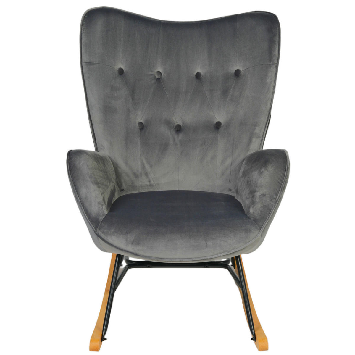 SCHAUKELSTUHL in Velvet Dunkelgrau - Grau, Metall (58/96/85cm) - Meubles Cosy