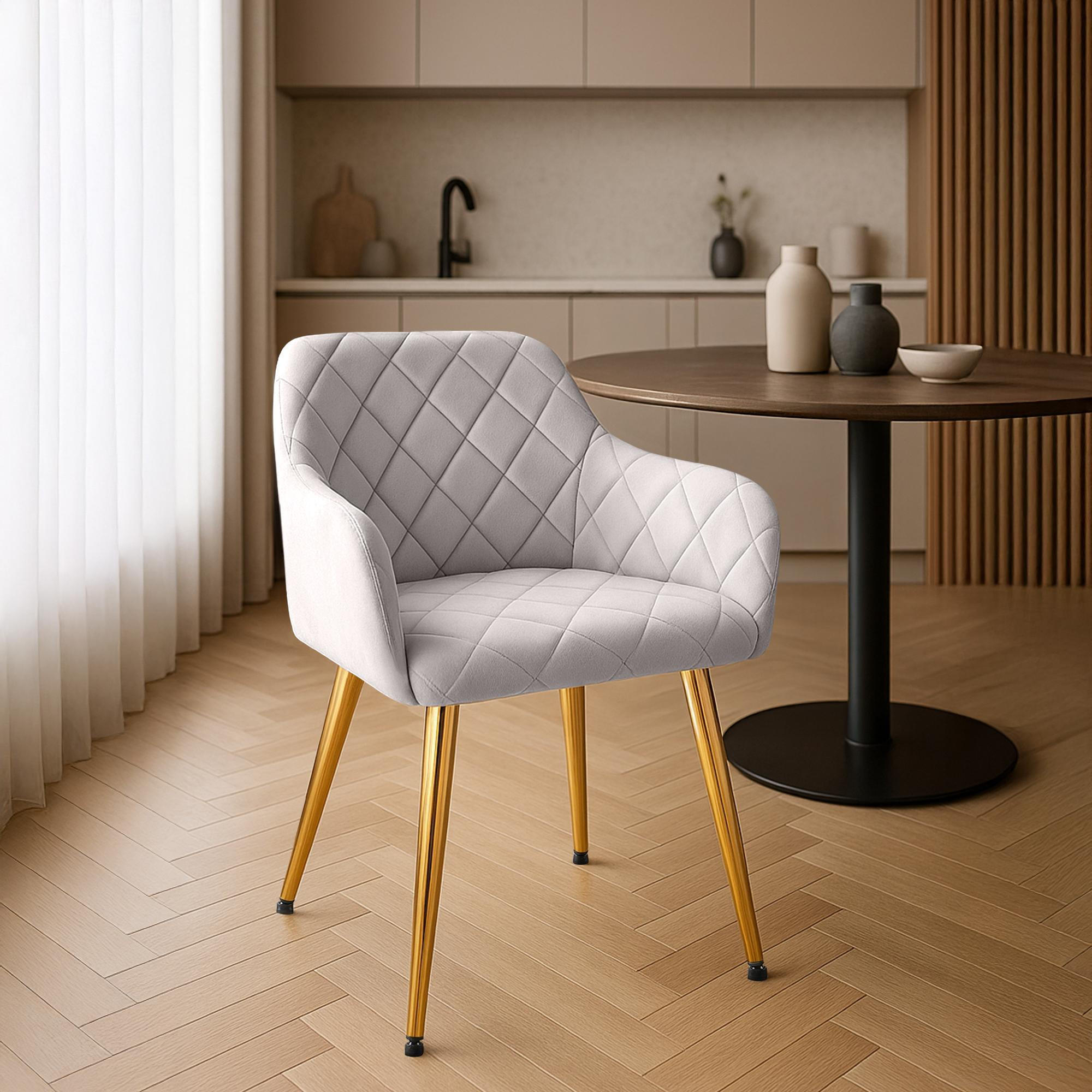 ARMLEHNENSTUHL Samt Grau - Grau, Textil (53/83/61cm) - CLP