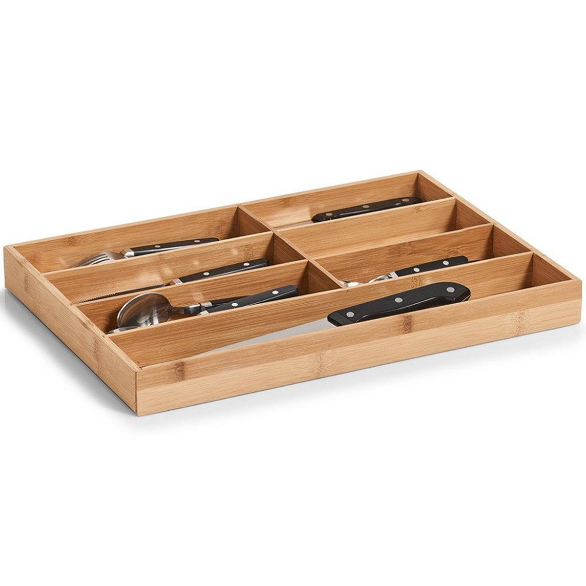 BESTECKBEHÄLTER Schubladenminen - 7 Fächer 31/44/4 cm - Braun, Naturmaterialen (44/4/31cm) - ZELLER