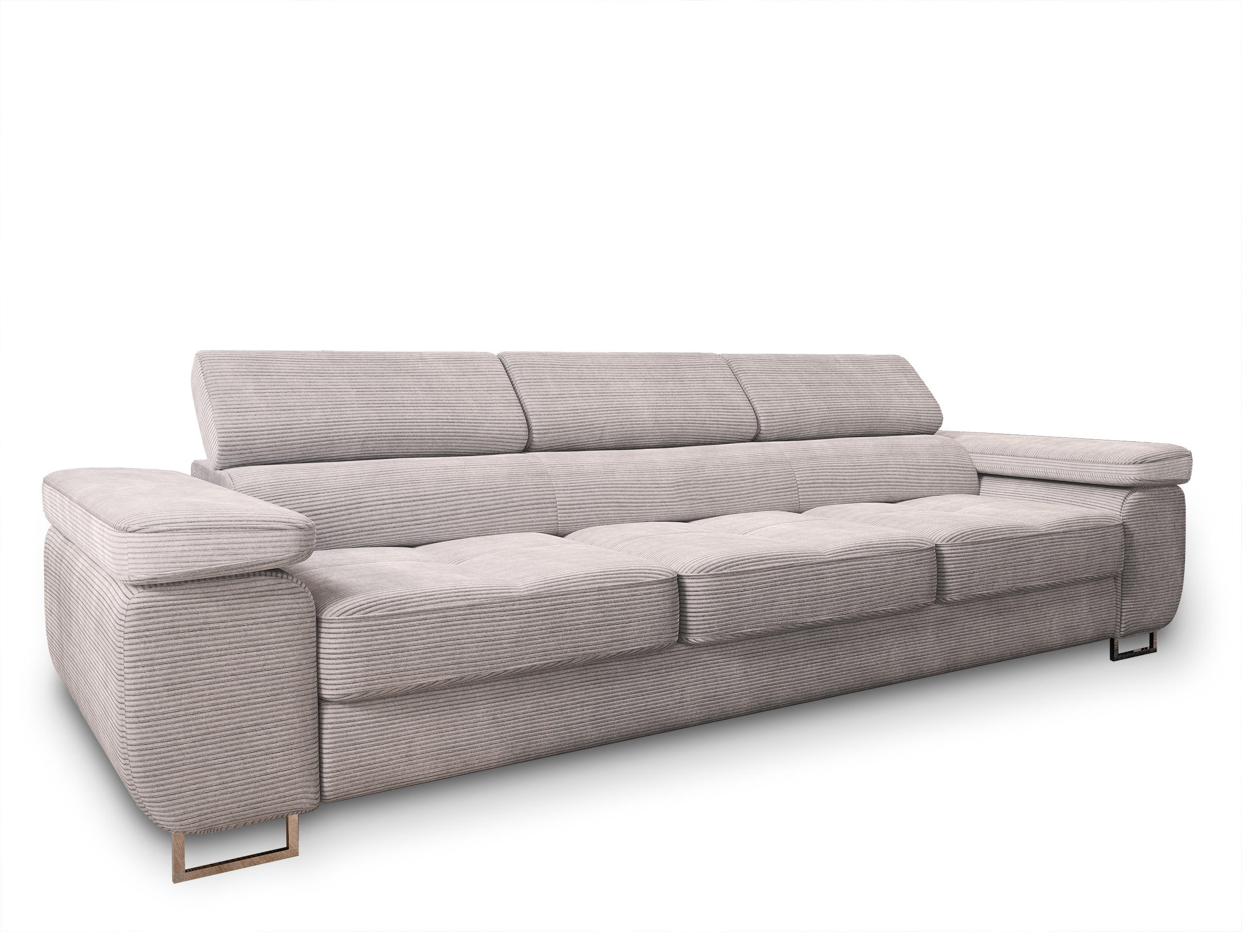 BETTSOFA MOSINE Creme Kordstoff mit Schlaffunktion - Creme, Textil (281/87/98cm) - MASSENO