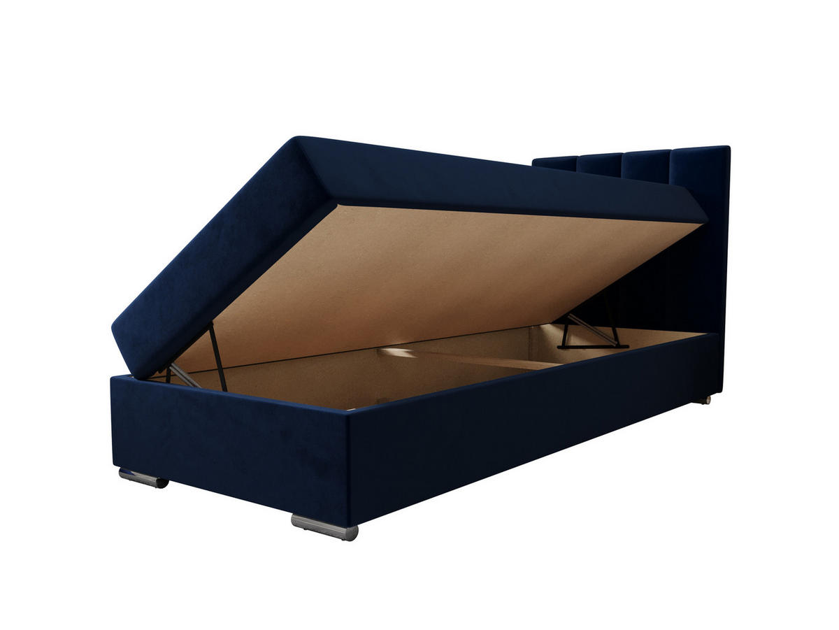 BOXBETT ZILANO 2 mit Matratze H3 und Topper 90x200 Itaka 11 - Dunkelblau, Holz/Textil (90/200cm) - Bedante