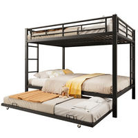 ETAGENBETT aus Metall 140x200 cm Schwarz mit Ausziehbett und hohen Geländern - Schwarz, Metall (140/200cm) - Modfu