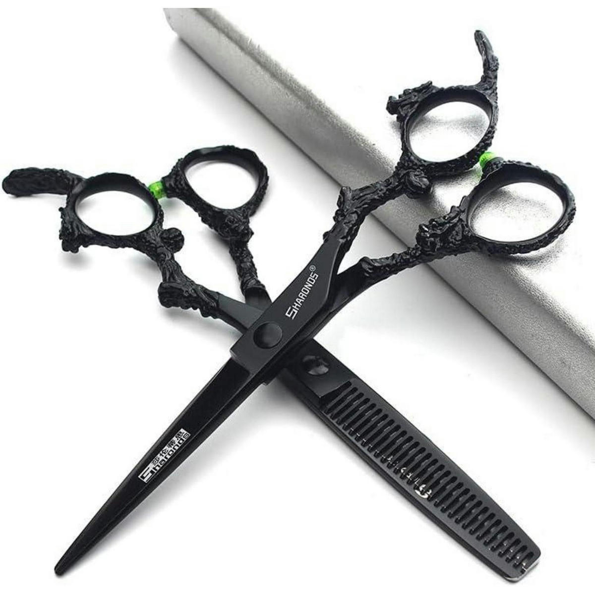 FRISEURSCHEREN Set 6 Zoll JP440c Edelstahl Ergonomisch - Schwarz, Metall (10/1.5/25cm)