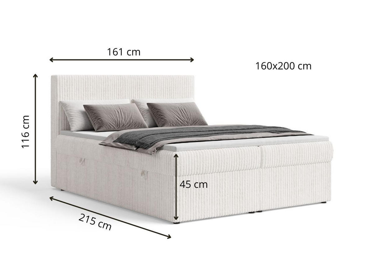 BOXBETT Brisa 160x200 Creme - Creme, Holz/Textil (160/200cm) - Graingold