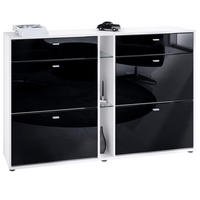 SCHUHSCHRANK Today Fronten in Schwarz Hochglanz - Schwarz Hochglanz, Holzwerkstoff (155.5/95/28cm) - Vladon