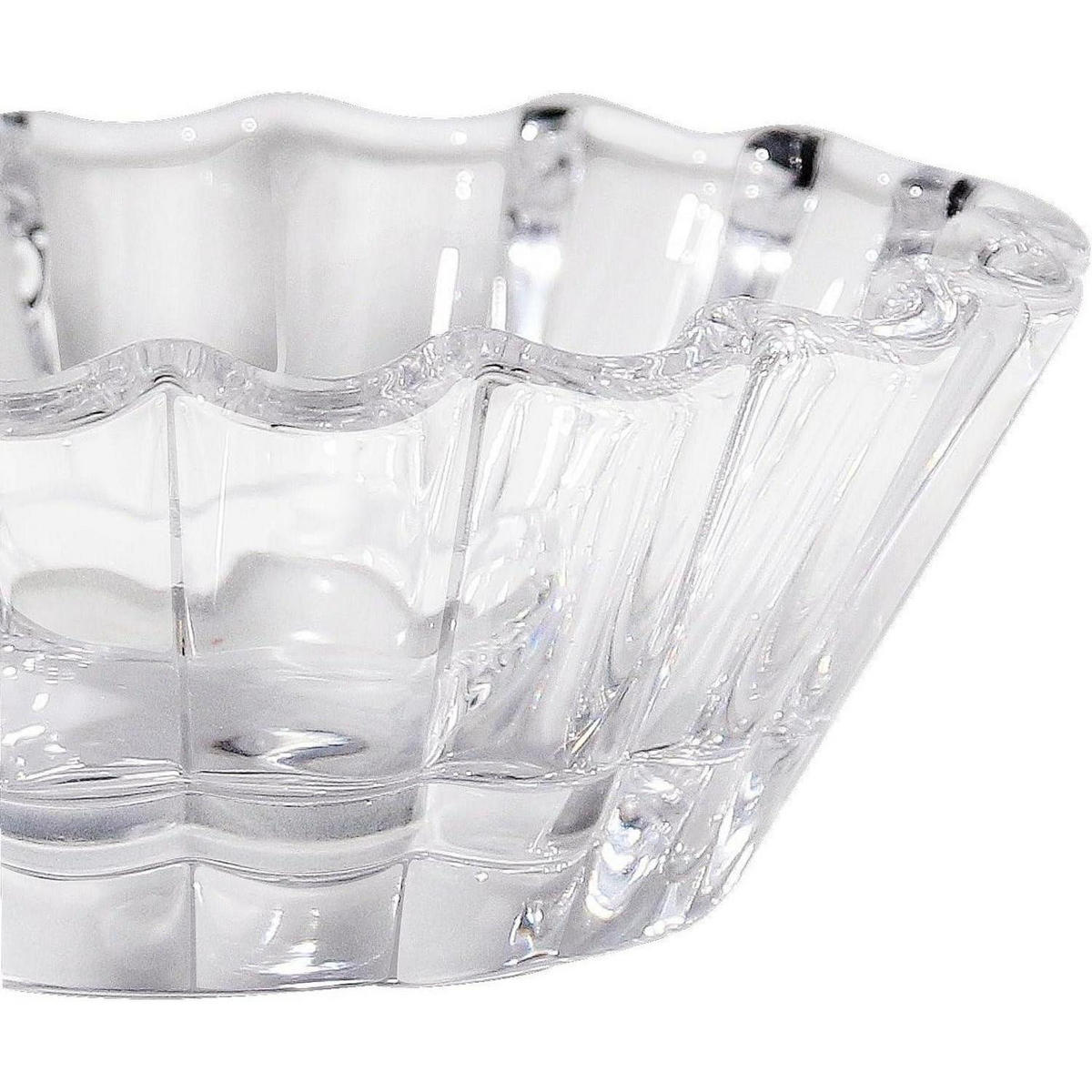 TEELICHTHALTER Glas 3er Set Wellenmuster - Transparent, Glas (4.5cm)