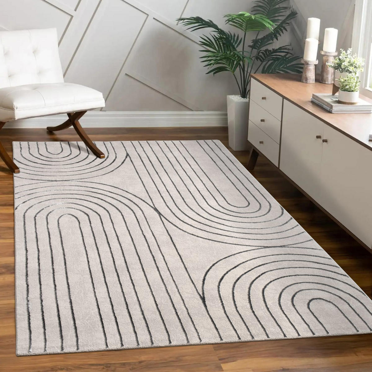 TEPPICH Kurzflor Abstrakt Wohnzimmer schmutzabweisend Grau Rechteckig 160x230 - Grau, Textil (160/230cm) - KADIMA DESIGN