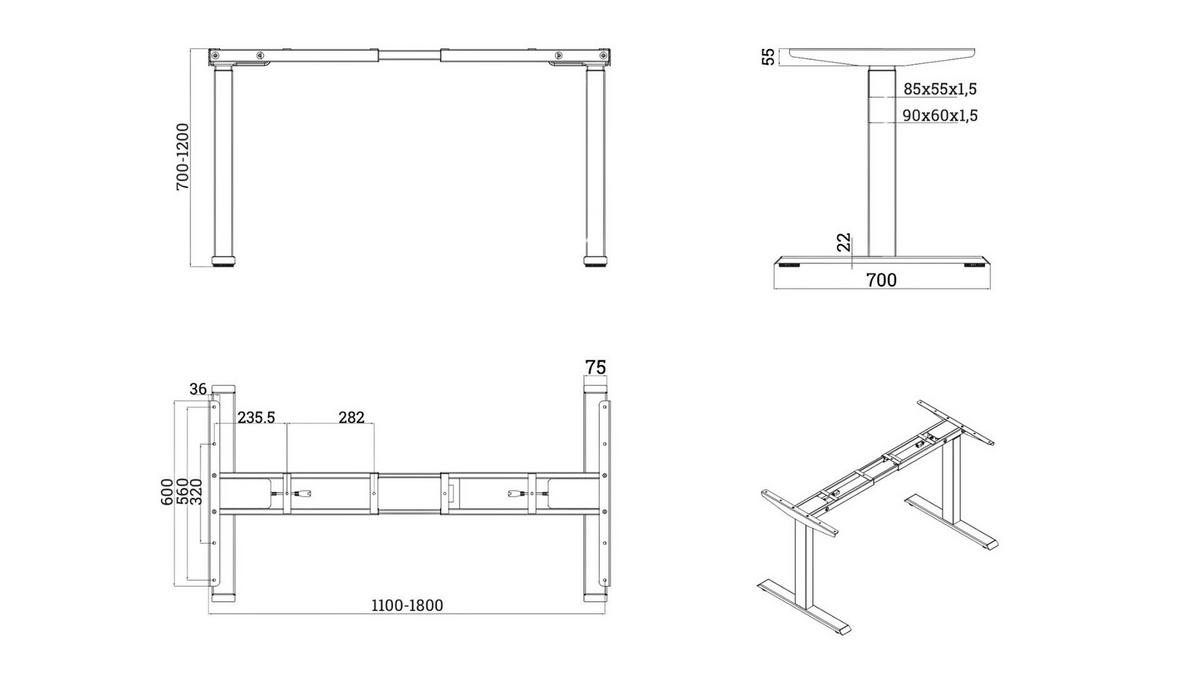 SCHREIBTISCH 150/80/65 - 130 cm elektrisch höhenverstellbar aus Kernbuche ergonomisch - Schwarz/Braun, Holz (80/150/65cm) - MeinMassivholz