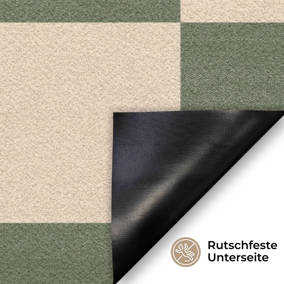 FUSSMATTE Schachbrettmuster - Grün - Beige - Blöcke 60x40 cm - Olivgrün, Kunststoff (60/0.4cm) - MuchoWow