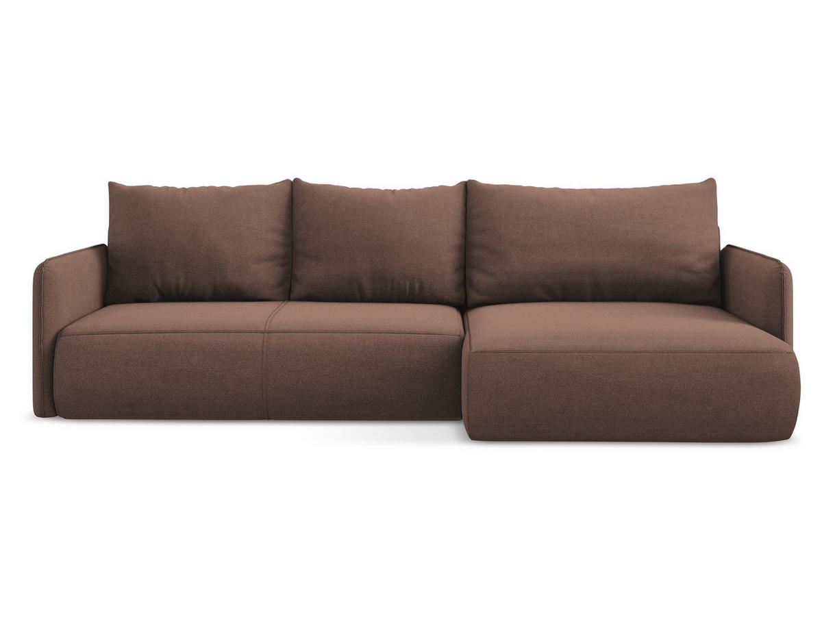 ECKSOFA mit Schlaffunktion Strukturstoff Stoff Pink - Pink/Hellrosa, Kunststoff/Textil (240/148cm) - Makamii