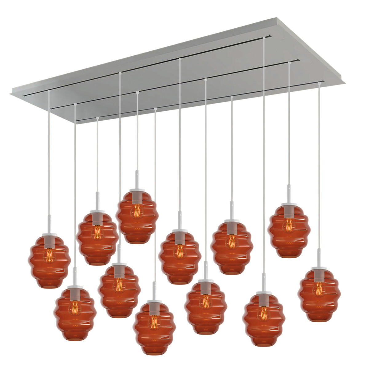 HÄNGELEUCHTE Echos 12-flammig Braun Ø 18cm - Braun/Weiß, Glas (18/18/20cm) - s.luce