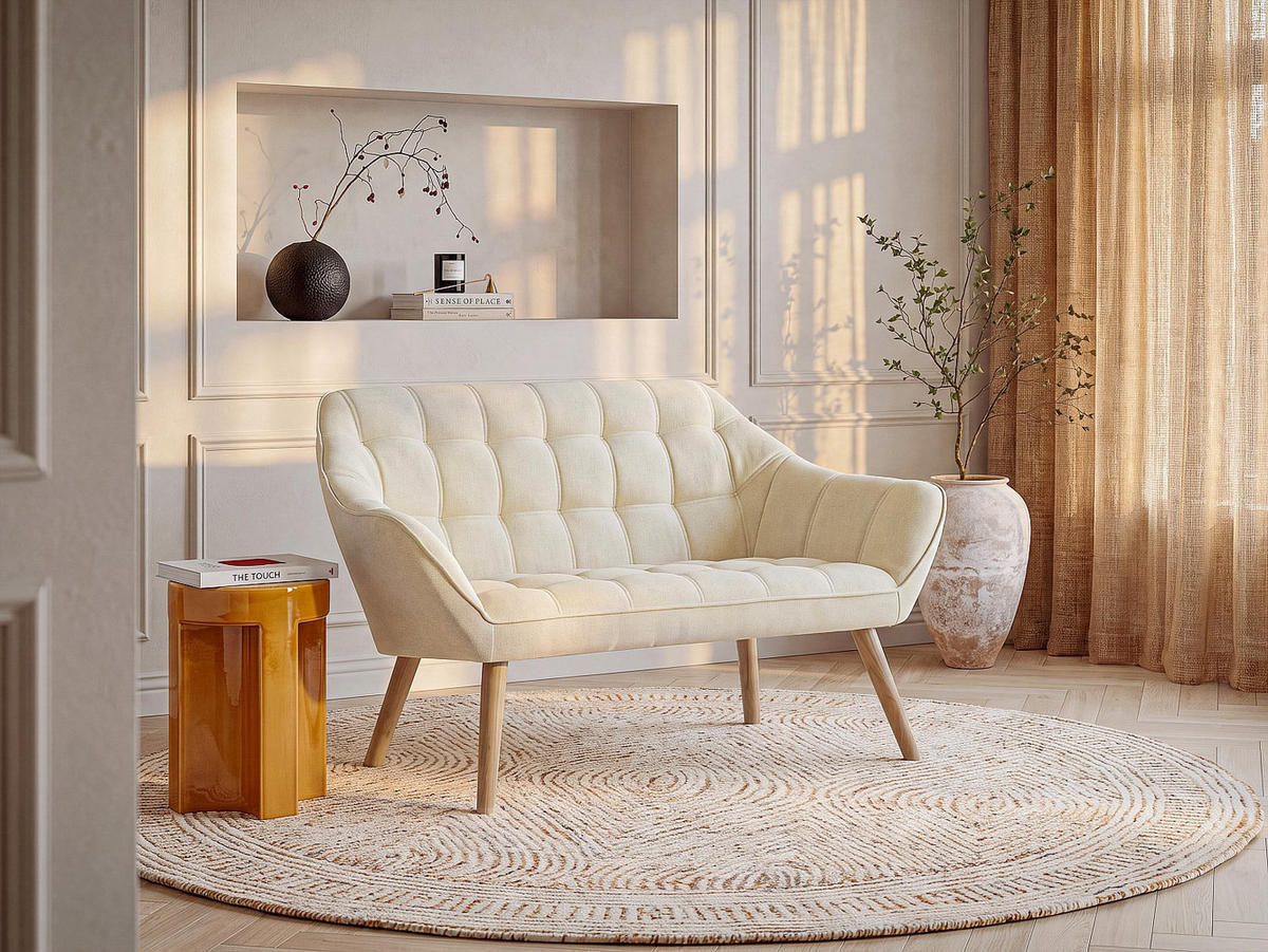 SOFA - 2 Personen - stoff - beige Caserta - Beige, Textil (127/77/73cm) - Vente-Unique