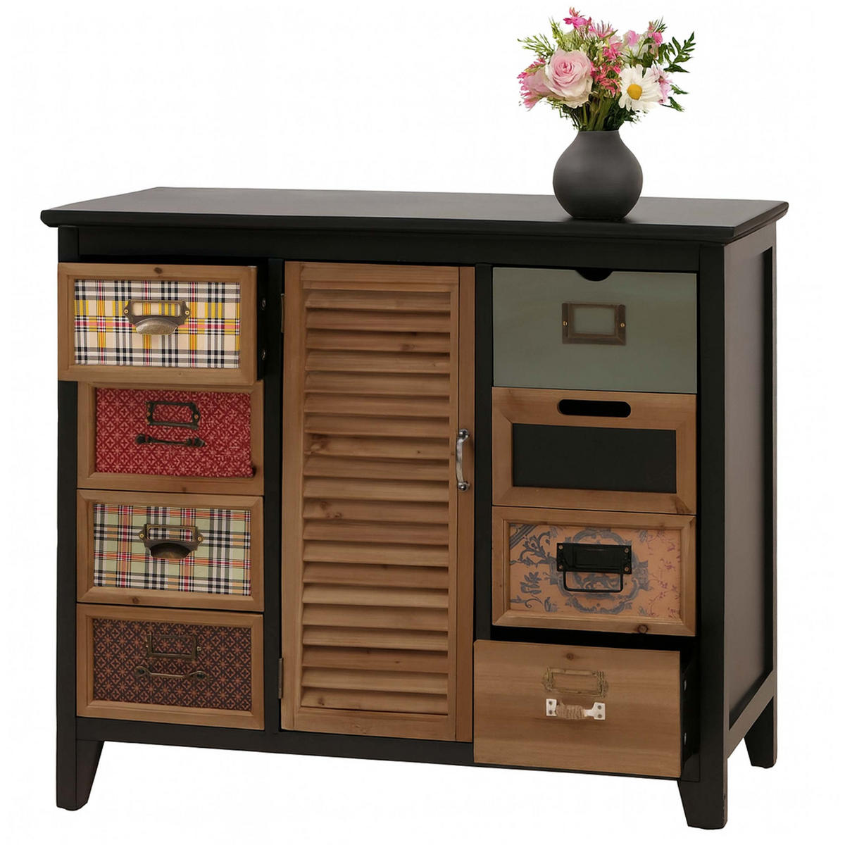 APOTHEKERKOMMODE Schwarz - Schwarz, Holz (91/80/40cm) - MCW